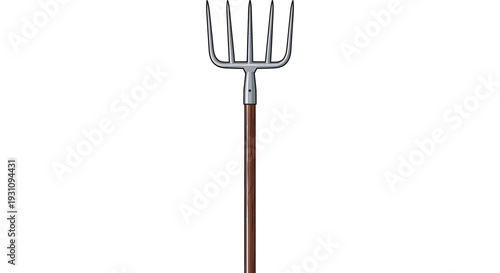 Pitchfork with wooden handle.
