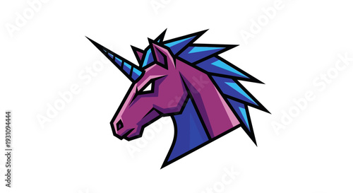 Purple Unicorn Cartoon Head.