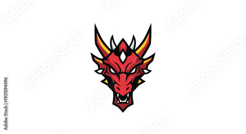 Red Dragon Head Illustration.