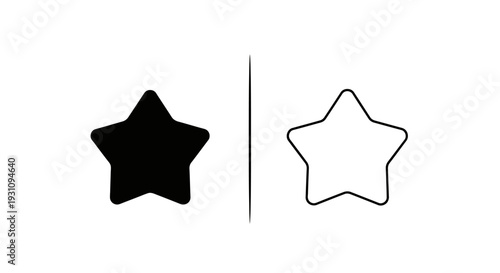 Black filled and outline star shapes for rating icons Vector