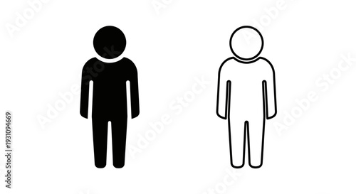 Black and white human figures standing side by side contrast Vector