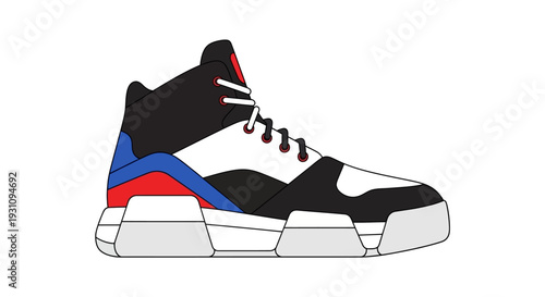 Sneaker Black White Red.