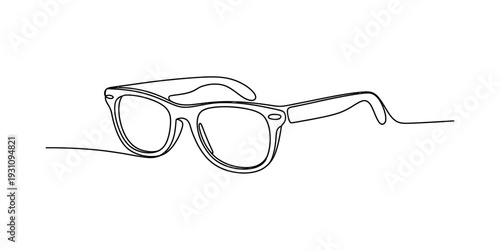 Minimalist continuous line drawing of a pair of stylish sunglasses on a white background Vector, illustration