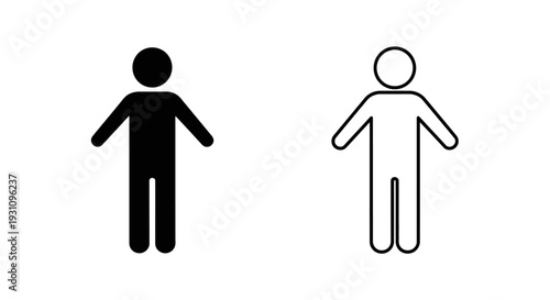 Black and white human figures standing side by side symbol Vector