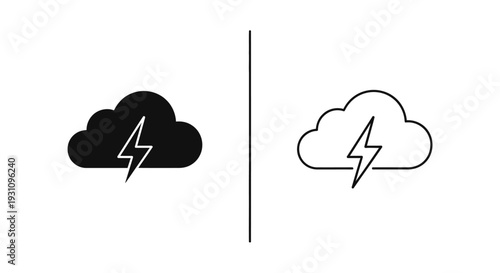 Weather icons with a lightning bolt in a cloud Vector