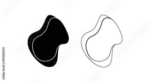 Black and white abstract shapes on clean background contrast Vector
