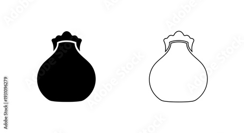 Black and white vase shapes with decorative tops compared Vector