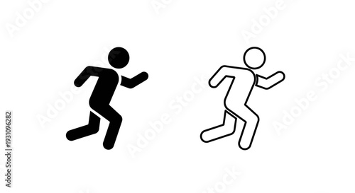 Black and white stick figures running side by side quickly Vector
