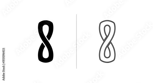 Infinity symbol variations in black and white color scheme design Vector