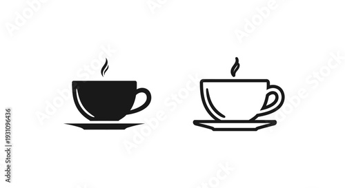 Simple black and white illustration of two coffee cups Vector