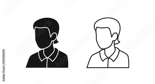 Simple black and white illustrations of two faceless human profiles Vector