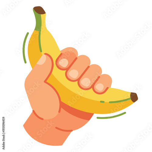 Banana in hand: A hand confidently grips a ripe banana, its yellow peel contrasting vividly against the person's skin.