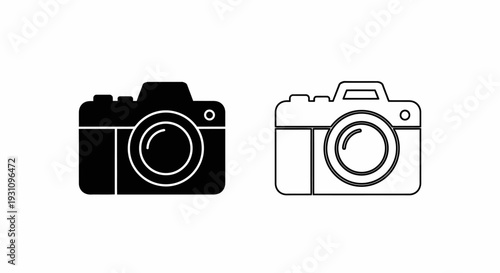 Camera icons in black and white for photography website header Vector