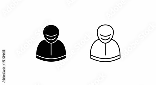 Two simple illustrations of hooded figures side by side Vector
