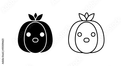 Cute black and white peach characters with faces Vector