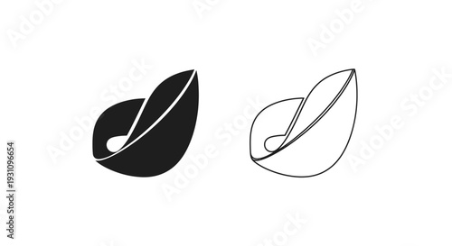 Simple leaf logo design with black and white color scheme Vector