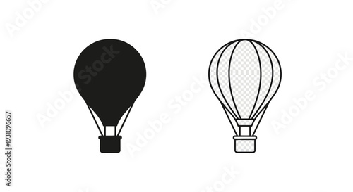 Hot air balloons in black and white simple drawing style Vector