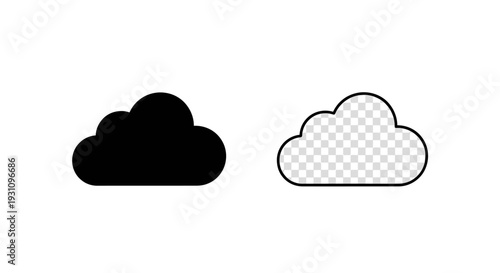 Cloud icon with filled and outlined versions for design Vector