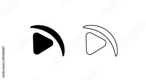 Play button icons in black and white for media players Vector