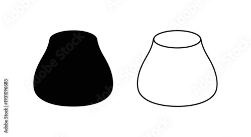 Black and white illustration of two ceramic vessel shapes compared Vector