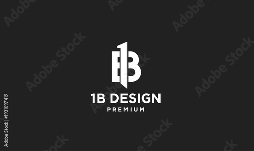 Modern 1B Design Logo with Intertwined Letter B and Number 1 for Creative Branding Identity