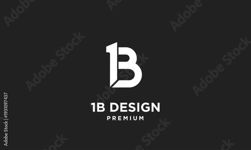 Modern 1B letter and number logo design concept, combining the digit 1 and initial B for a minimalist business or branding symbol.