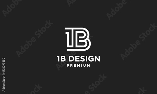 Modern 1B Letter Logo Design, Minimalist Monoline Emblem for Branding