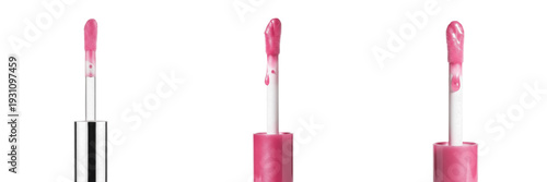 Принти на полотні Lip gloss applicator isolated on white background, soft cosmetic wand for applyi