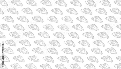 Croissant seamless pattern illustration. Hand drawn bakery background. Minimalist pastry food wallpaper. Orange and white vector. Bread shop textile design.