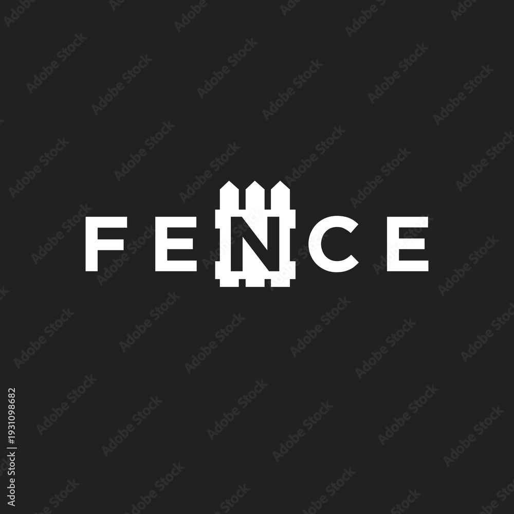 Fototapeta premium Minimalist Fence Wordmark Logo with Creative Picket Fence Design