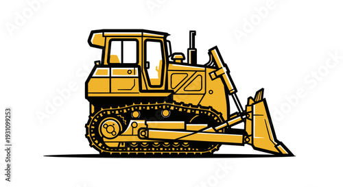 Yellow Bulldozer Construction Equipment Machine.