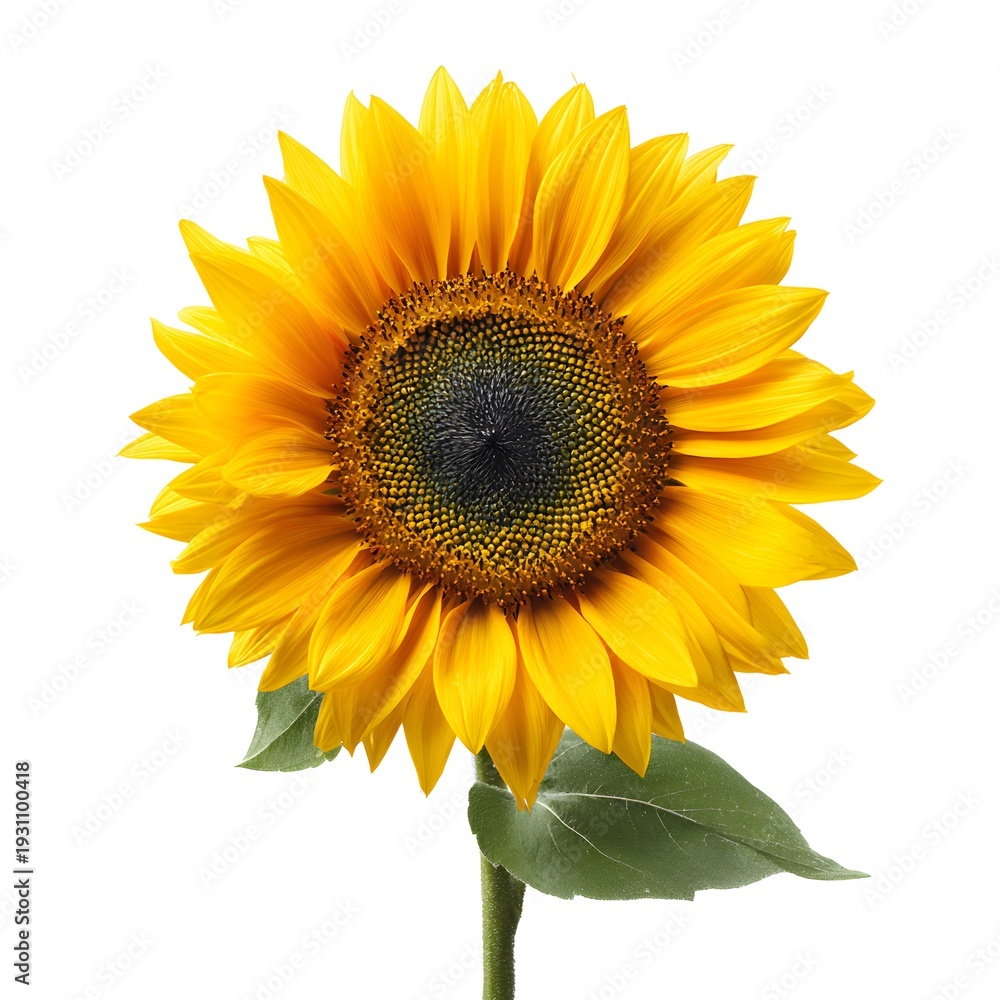 Fototapeta premium A vibrant sunflower with bright yellow petals and a dark center