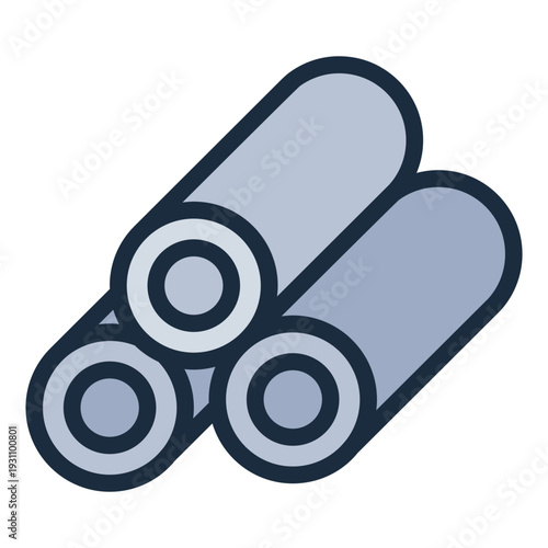 metal filled line icon. conductive material type. strength usage. engineering industry