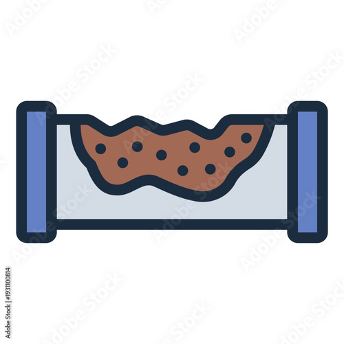 Pipe metal corrosion filled line icon. Material damage. industrial environment