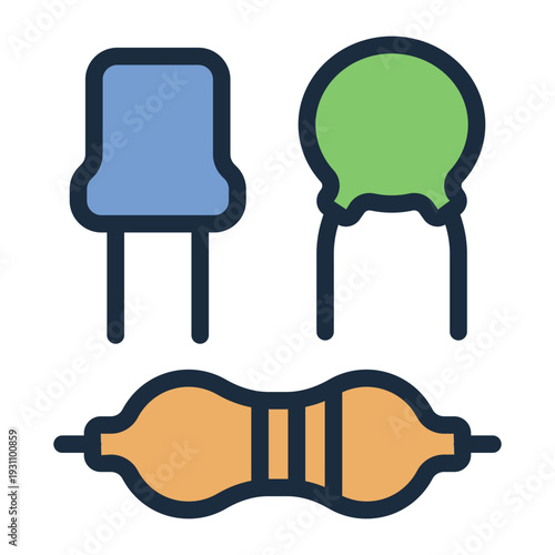 electronic material filled line icon. conductive layer. device component. semfilled line iconductor use