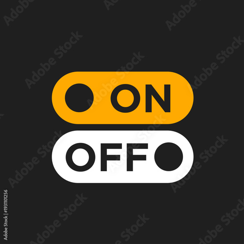 On Off Toggle Switch Buttons Set in Flat Design Style