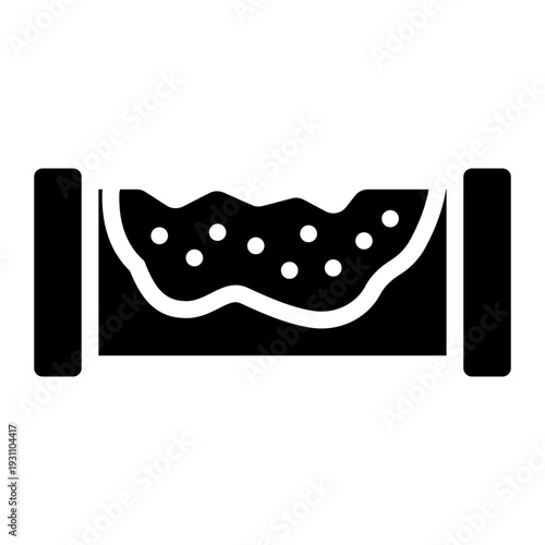 Pipe metal corrosion glyph icon. Material damage. industrial environment