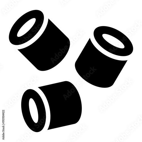 polymer glyph icon. chain molecule form. plastic usage. material science