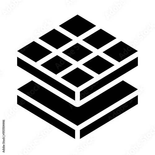 composite material glyph icon. layered fiber matrix. reinforced system. Engineering