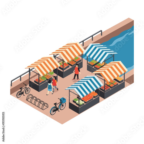 Outdoor Market Stalls by the Waterfront.