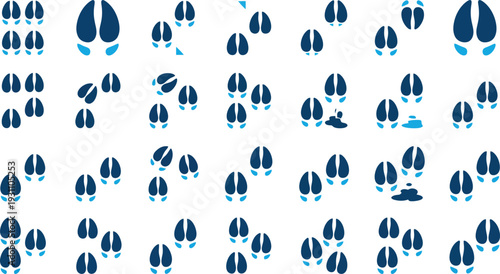 Paws Set of deer hoof prints vector tracks