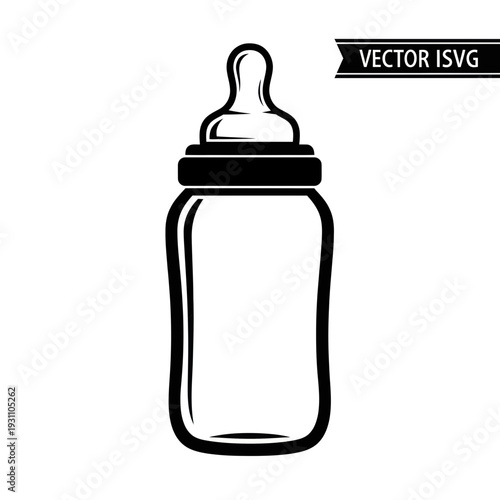 Baby Bottle Silhouette - Vector Icon for Newborn Care and Feeding