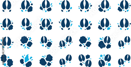 Paws Set of 25 Deer Hoof Prints Vector Icons tracks