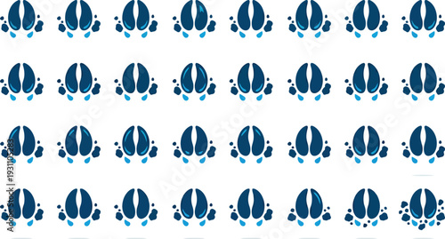 Paws Set of 30 Blue Deer Hoof Prints Vector Icons tracks
