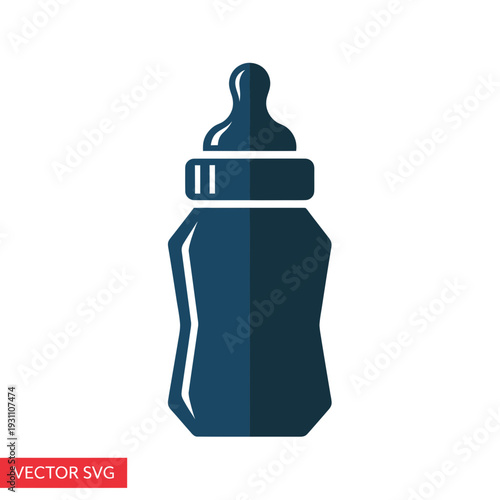 Baby Bottle Icon, Infant Feeding Equipment, Simple Vector Graphic