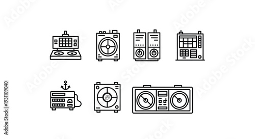 Audio Equipment Icons Set Illustration.