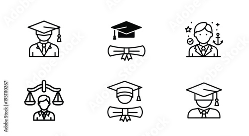 Graduation Icons Set Simple Design.