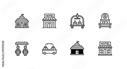 Hotel Icons Set Illustration Design.