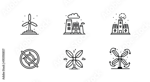 Renewable Energy Icons Set Illustration.