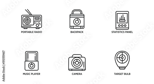 Simple Line Icons for Electronics.
